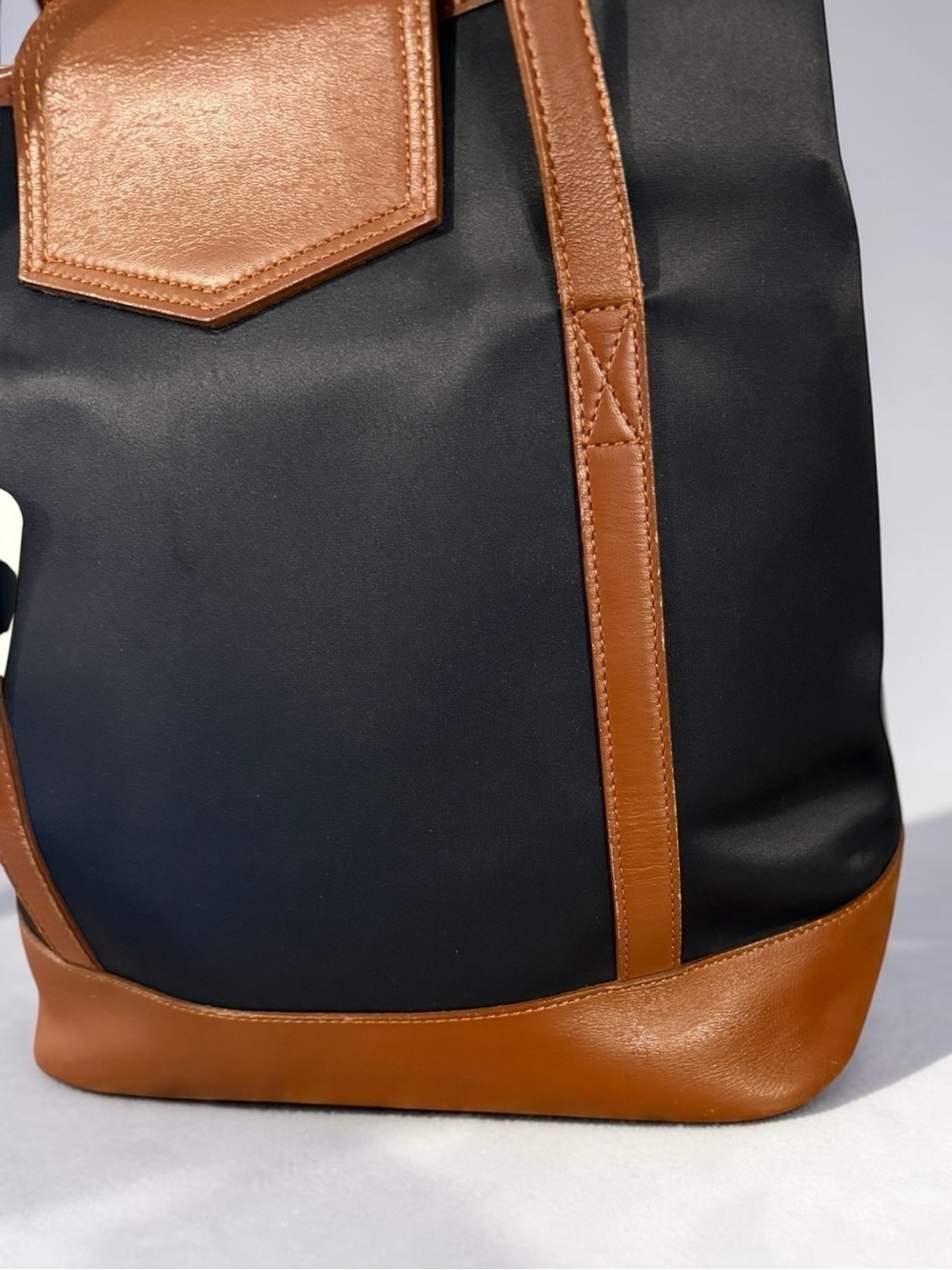 Yves Saint Laurent YSL Vintage Black Canvas Brown Leather Bucket Tote Bag COA - Picture 13 of 15